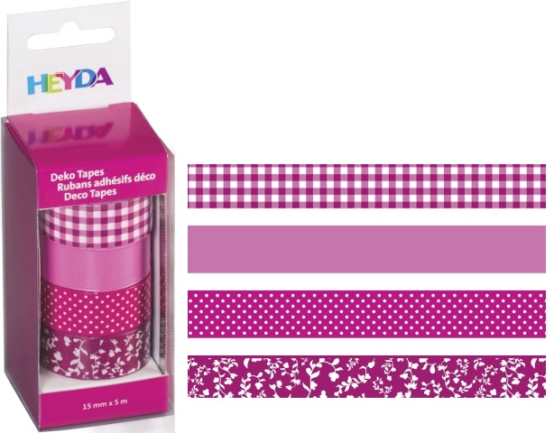 Páska lepicí papírová 4ks - růžový mix