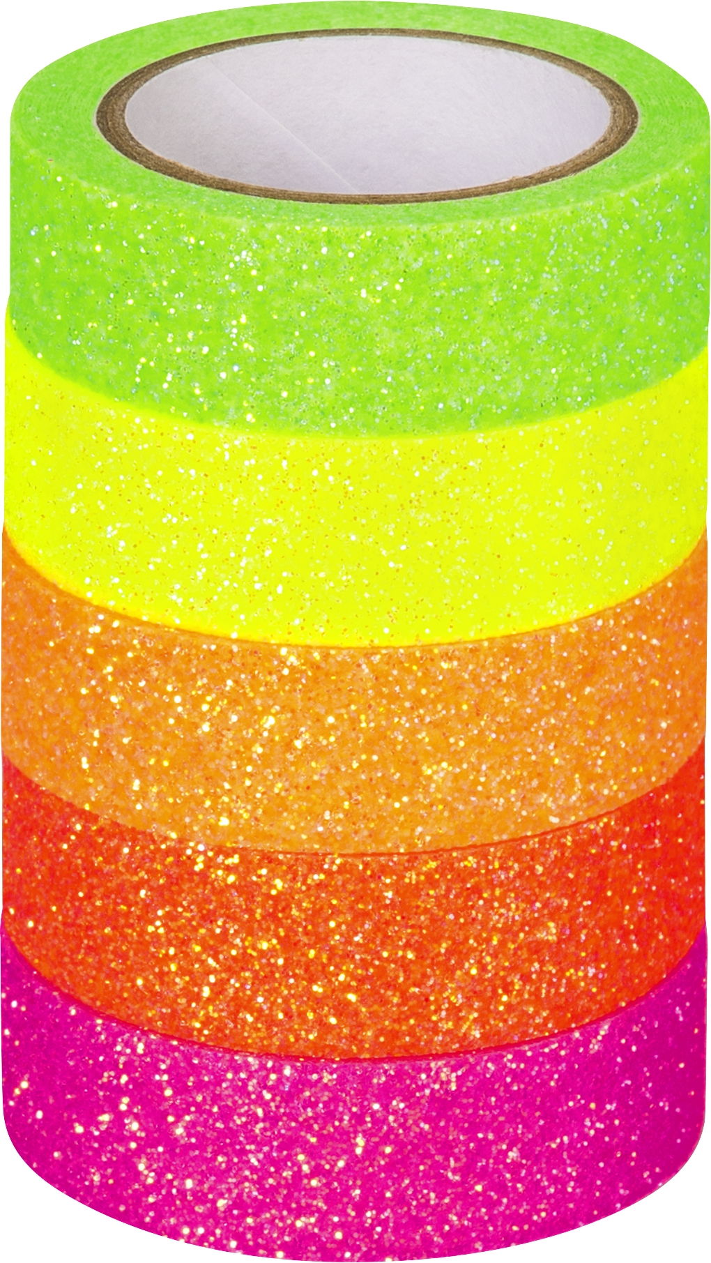 Páska lepicí papírová 5ks - neon, glitrová