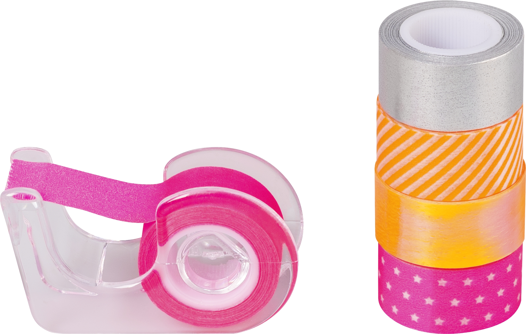 Páska papírová mini lepicí 5ks - neon, růžová