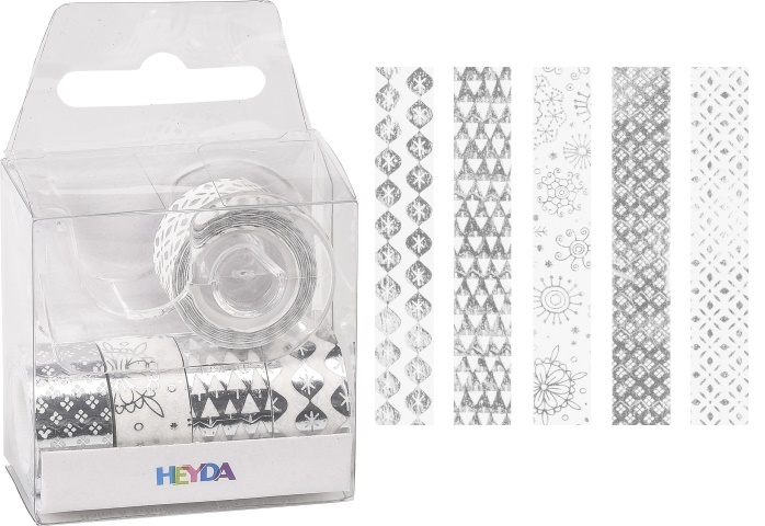 Páska papírová mini lepicí 5ks - lesk stříbrná