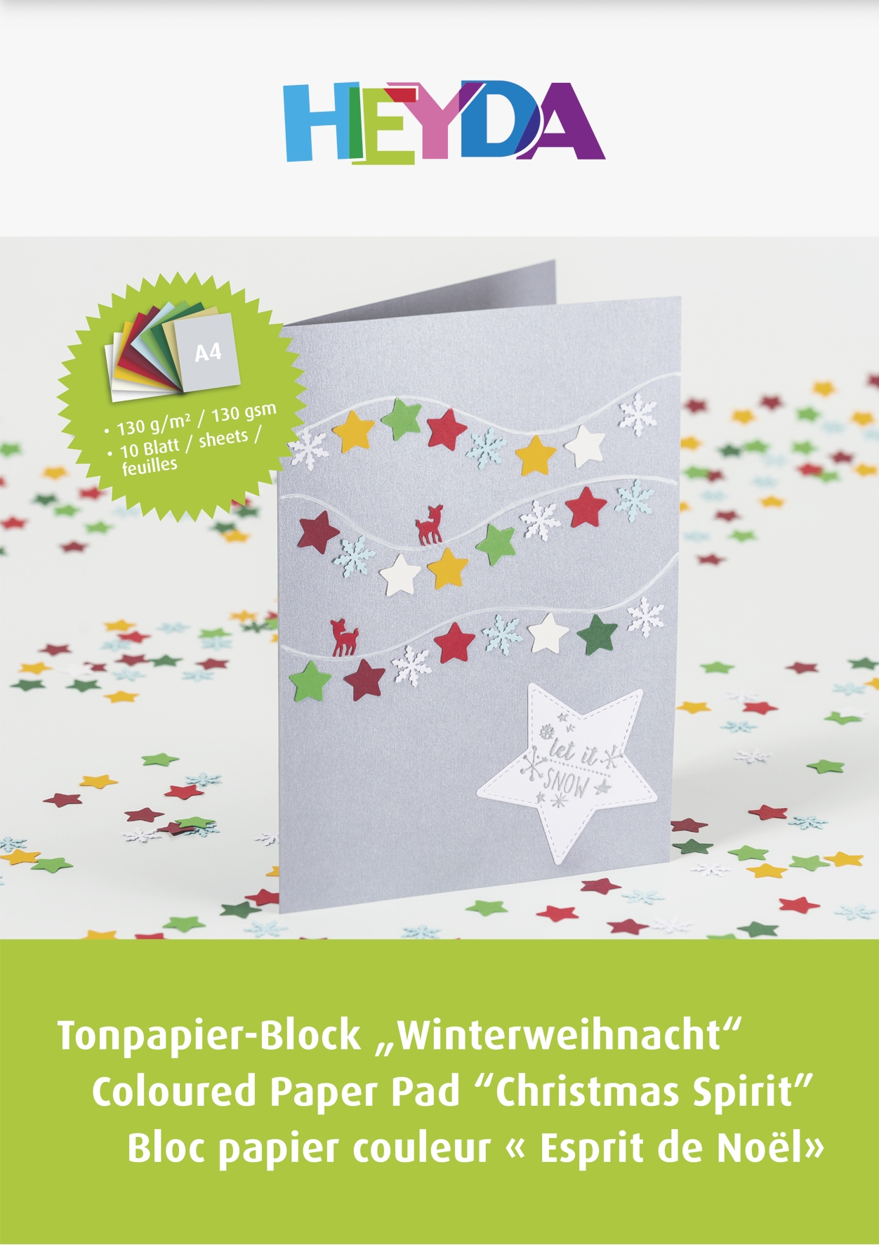 Blok barevných papírů A4, listů, vánoce