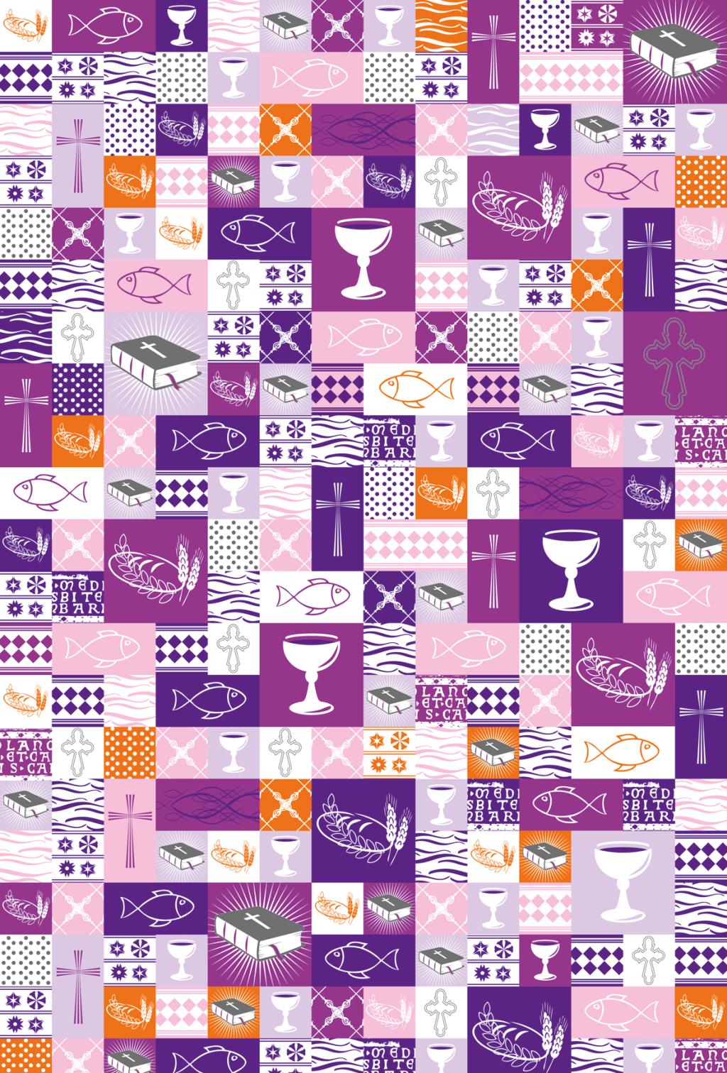 10 ks Karton A4 200g Patchwork fialový