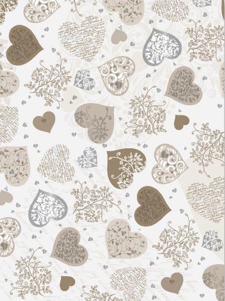 10 ks Karton A4 220g - srdce zlaté, stříbrné