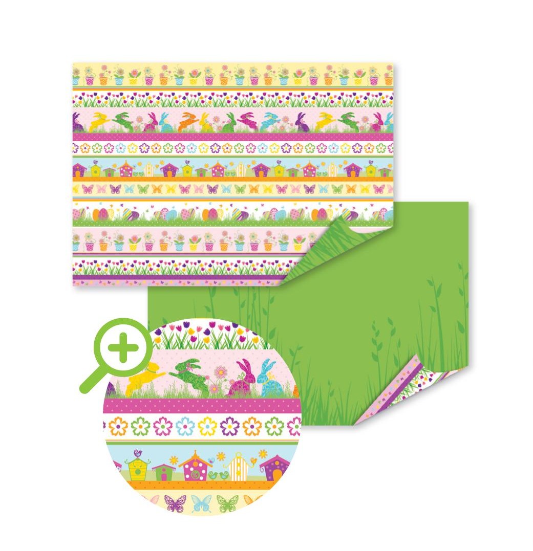 10 ks Karton A4 220g - zajičci, zelený