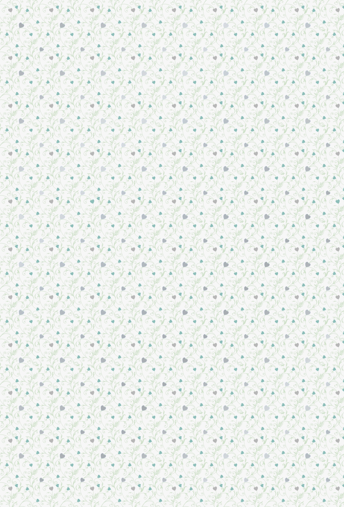 10 ks Karton A4 200g srdce, ornament bílý/ zelený