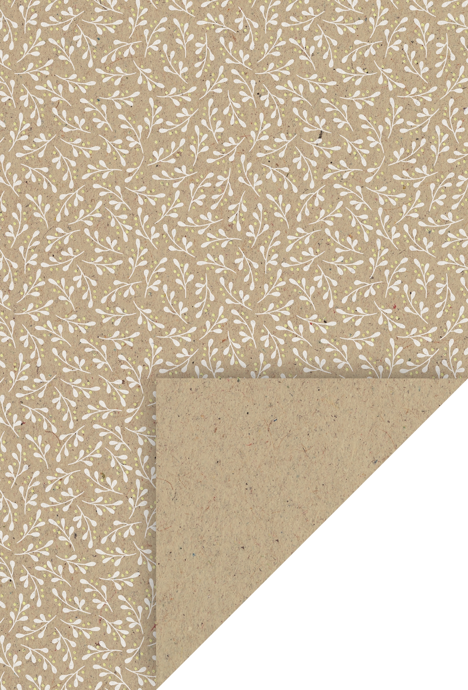 10 ks Karton A4 220g - natur jmelí, bílé lístky, zlatý lesk