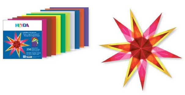 Origami papír 250ks transparentní mix barev - 15x15cm