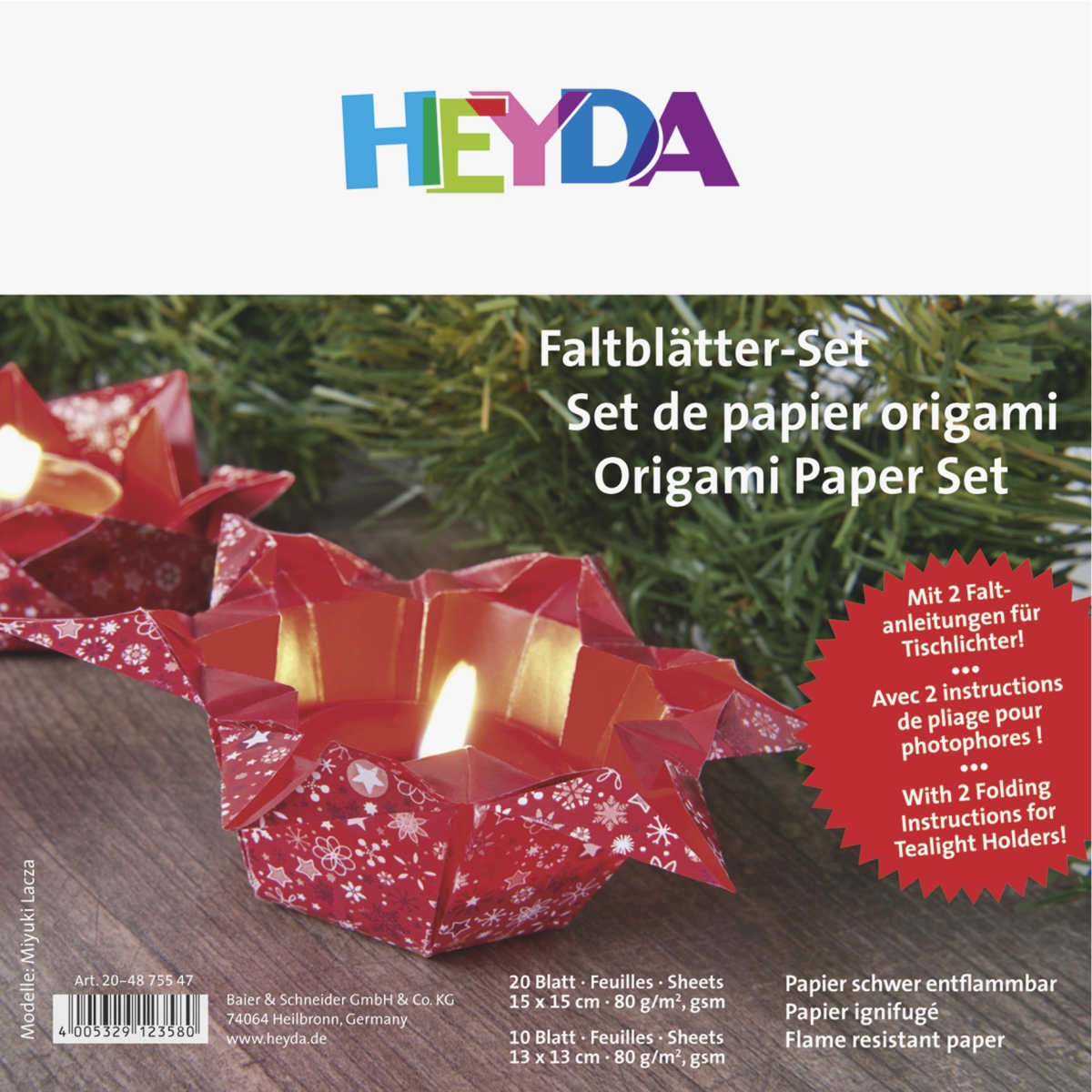 Origami papír 30ks červená - 20ks-15x15 a 10ks-13x13