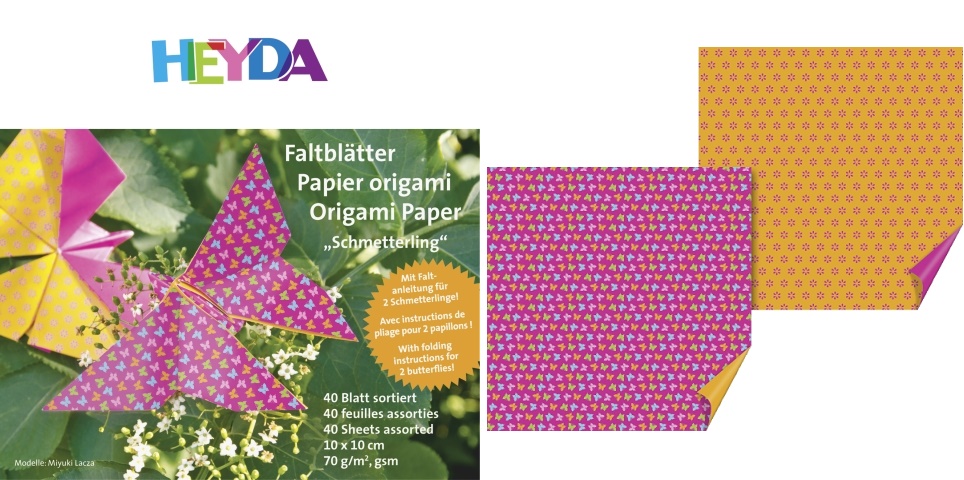 Origami papír 40ks motýlci růžová/oranžová - 20x20cm