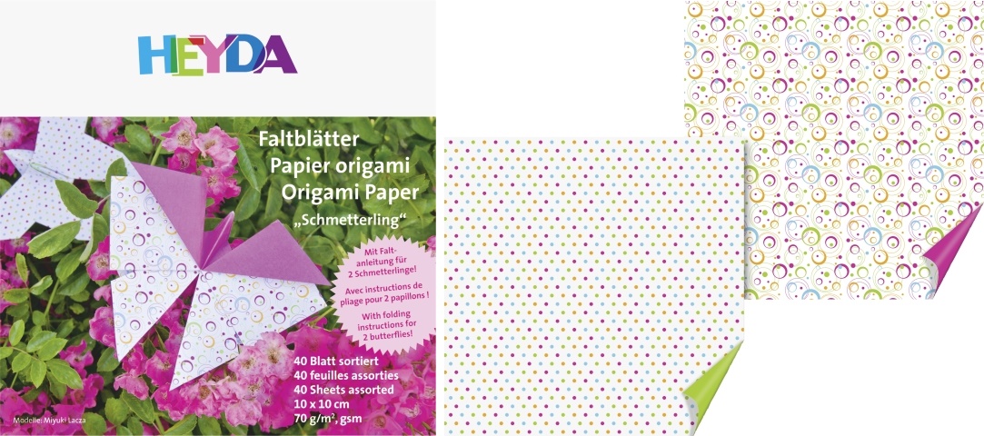 Origami papír 40ks motýlci zelená/růžová - 10x10cm