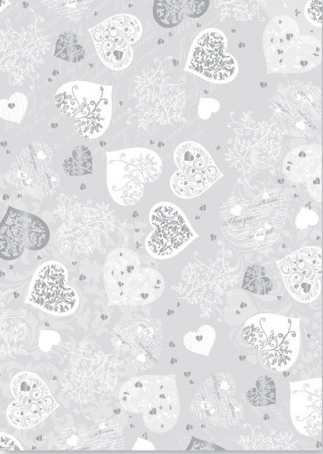 15 ks Transparentní papír A4 115g - srdce bílý