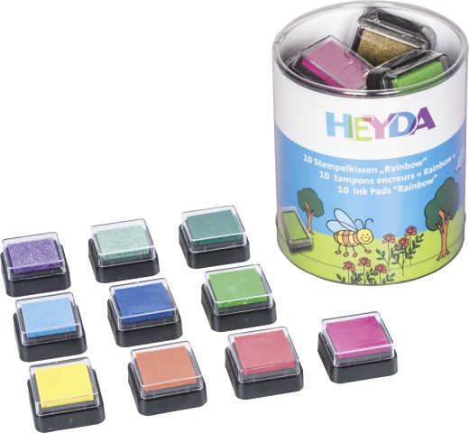 10 ks Razítkovací polštářky 3x3 - Duha 