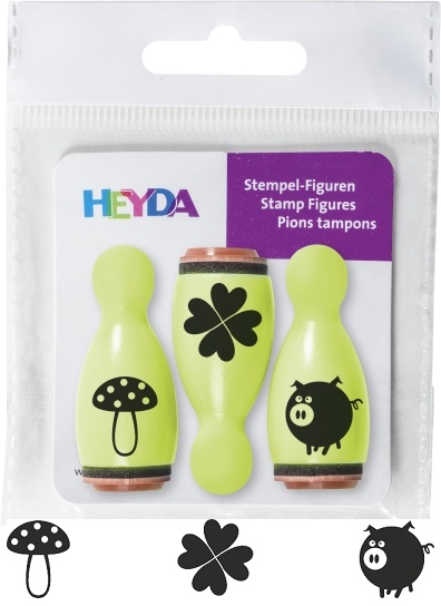 Razítka dřevěné kuželky - štěstí 3ks