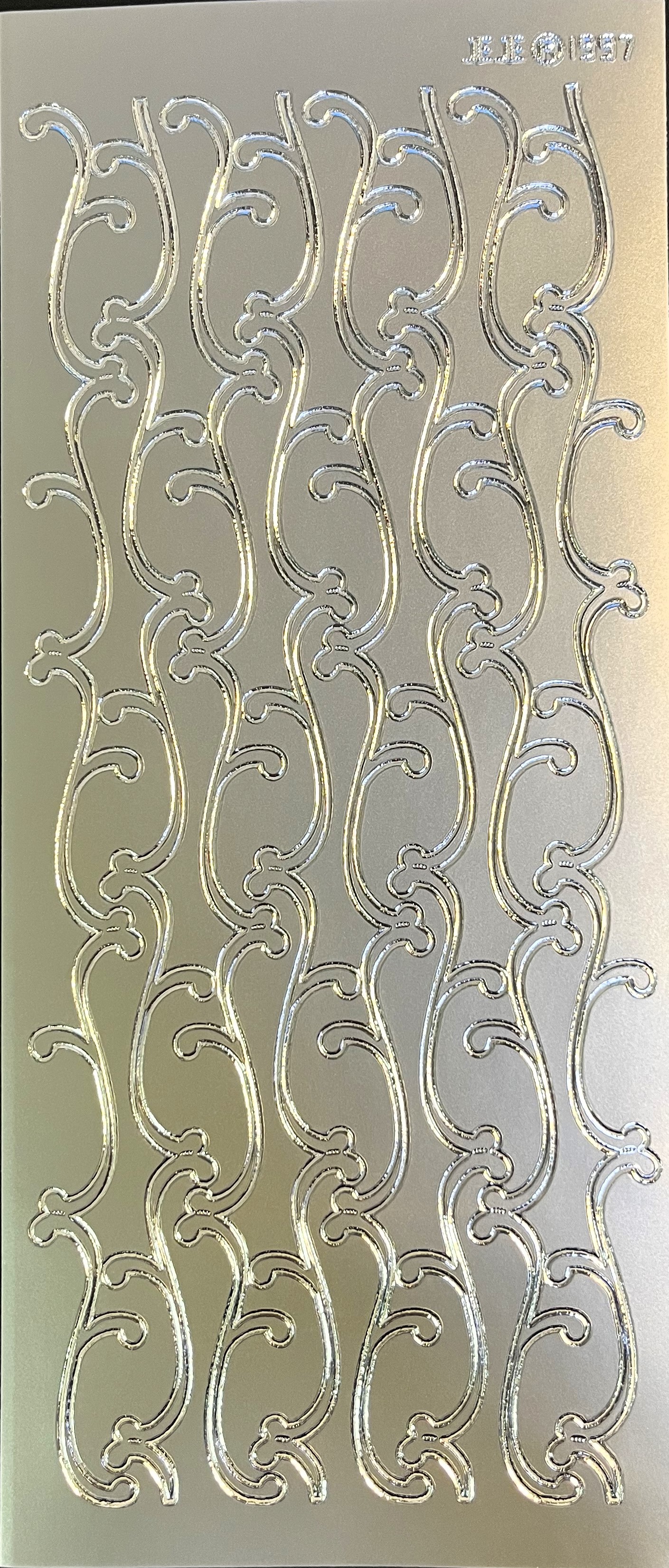 Obrysové samolepky 5ks, 10x23 cm - bordury, stříbrné