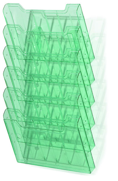 Držák na prospekty A4 na šířku/6ti dílný, zelený