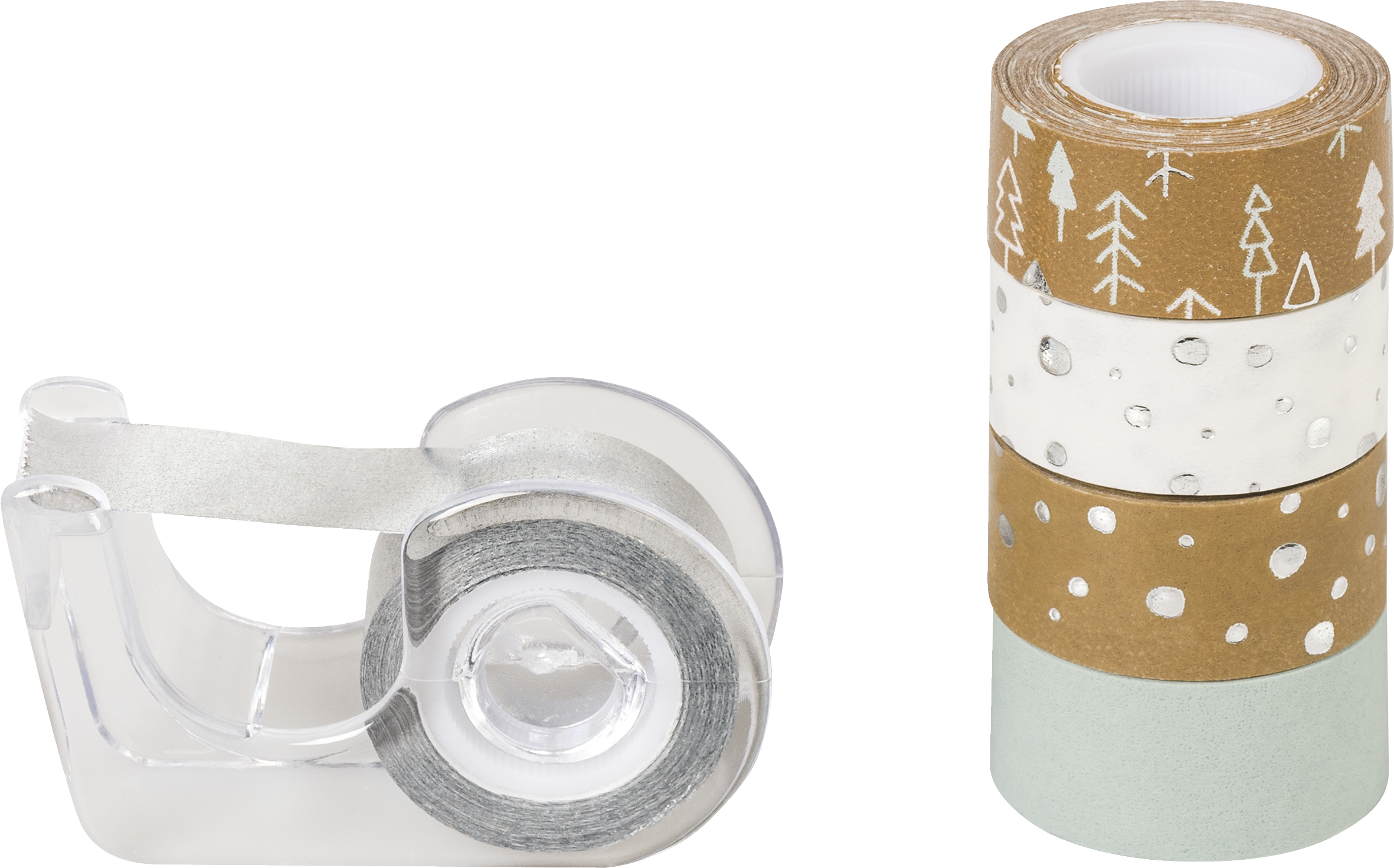 Páska papírová mini lepicí 5ks - natur/stříbrná