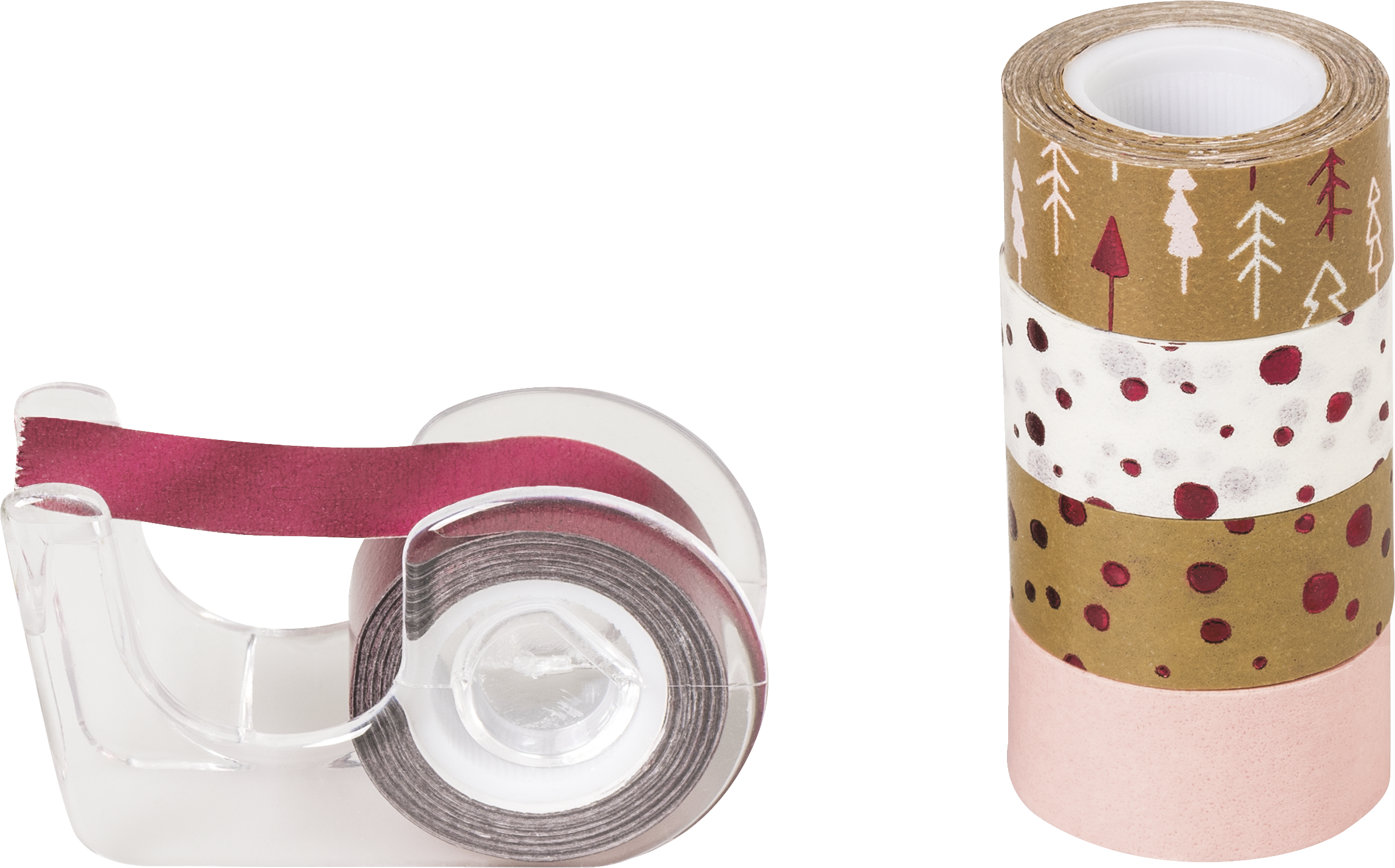 Páska papírová mini lepicí 5ks - natur/červená