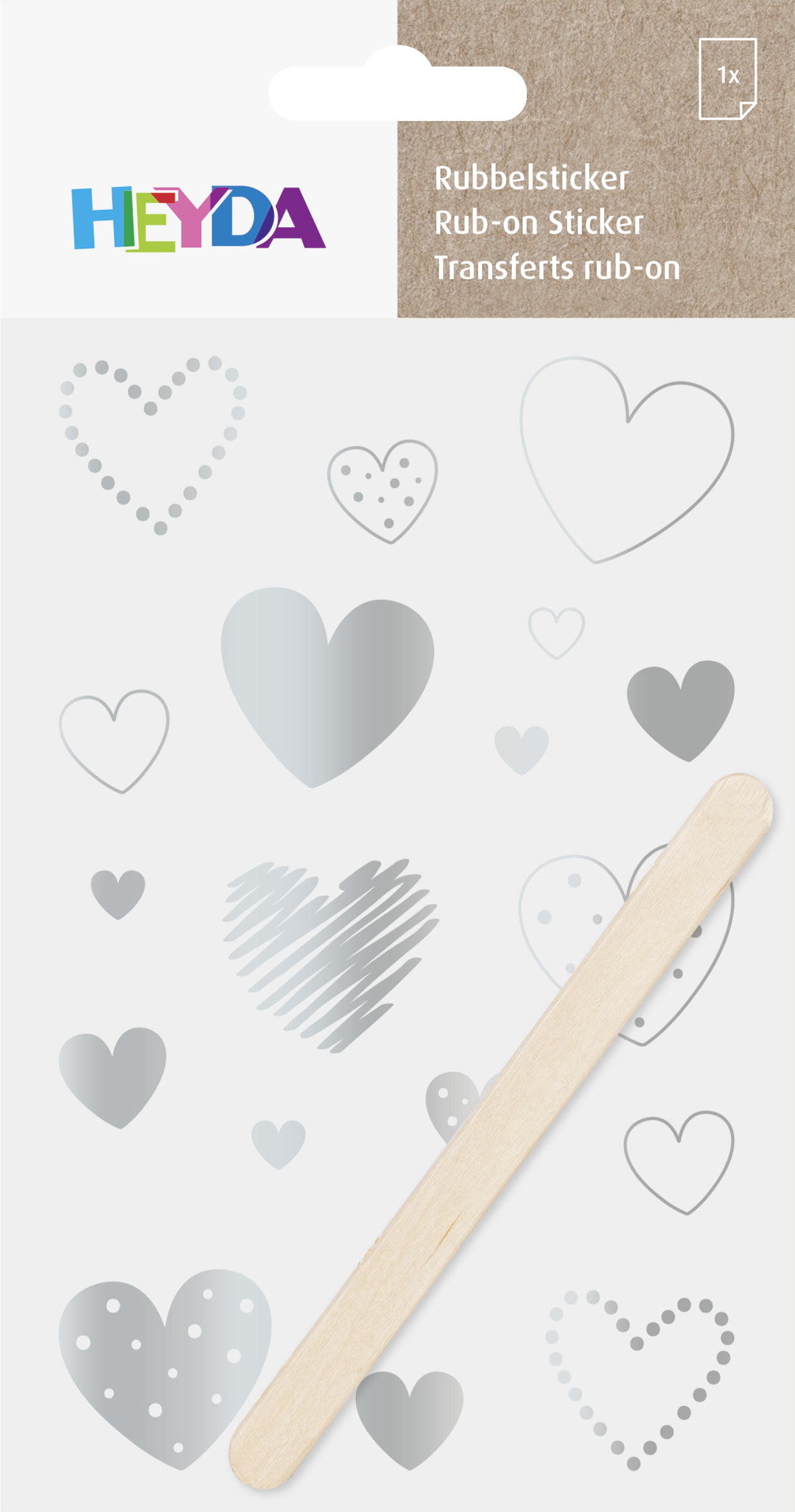 Propisoty 10x19 cm - srdce, stříbrné