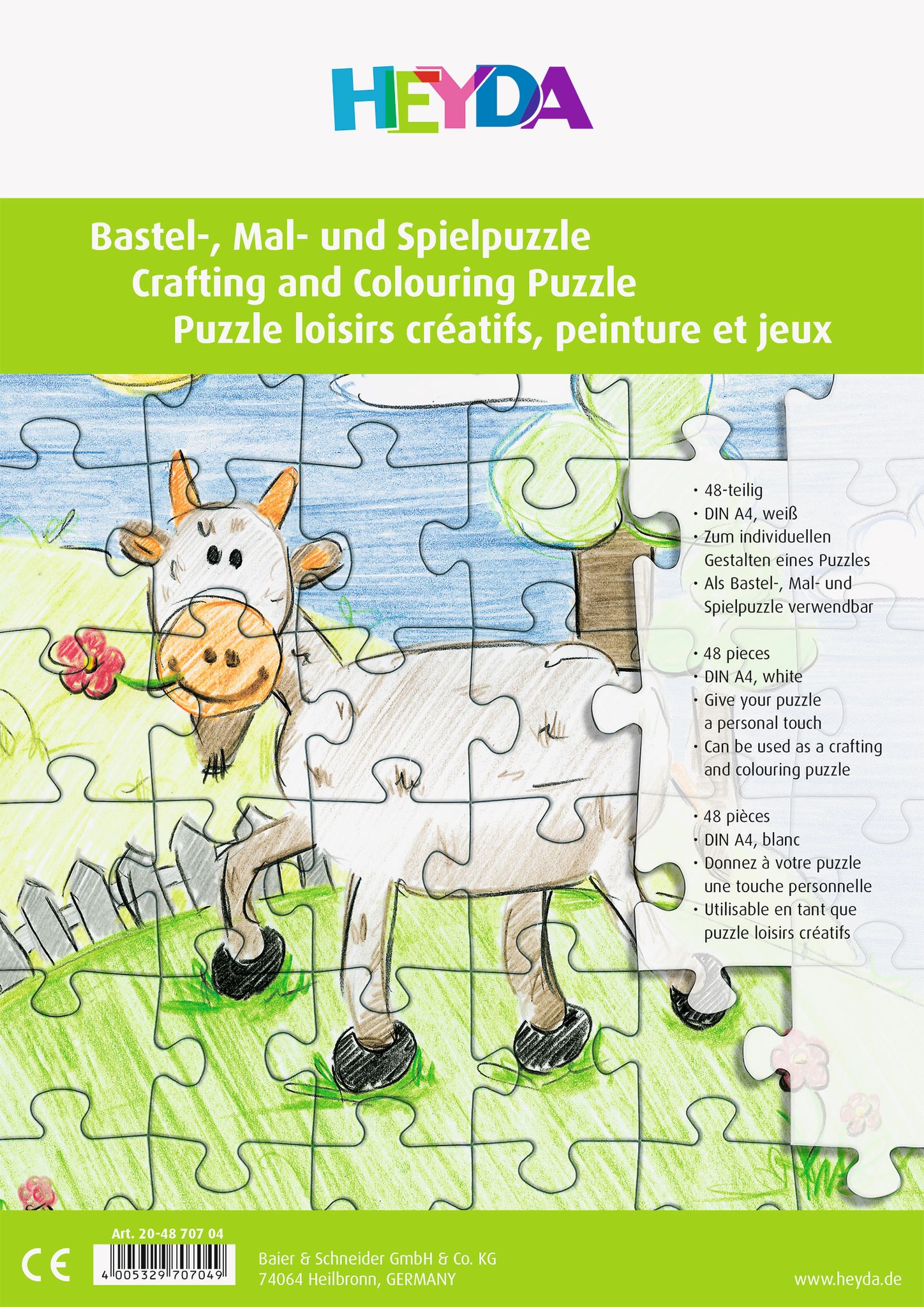 Puzzle A4 bílé 48 dílů pro vlastní tvorbu