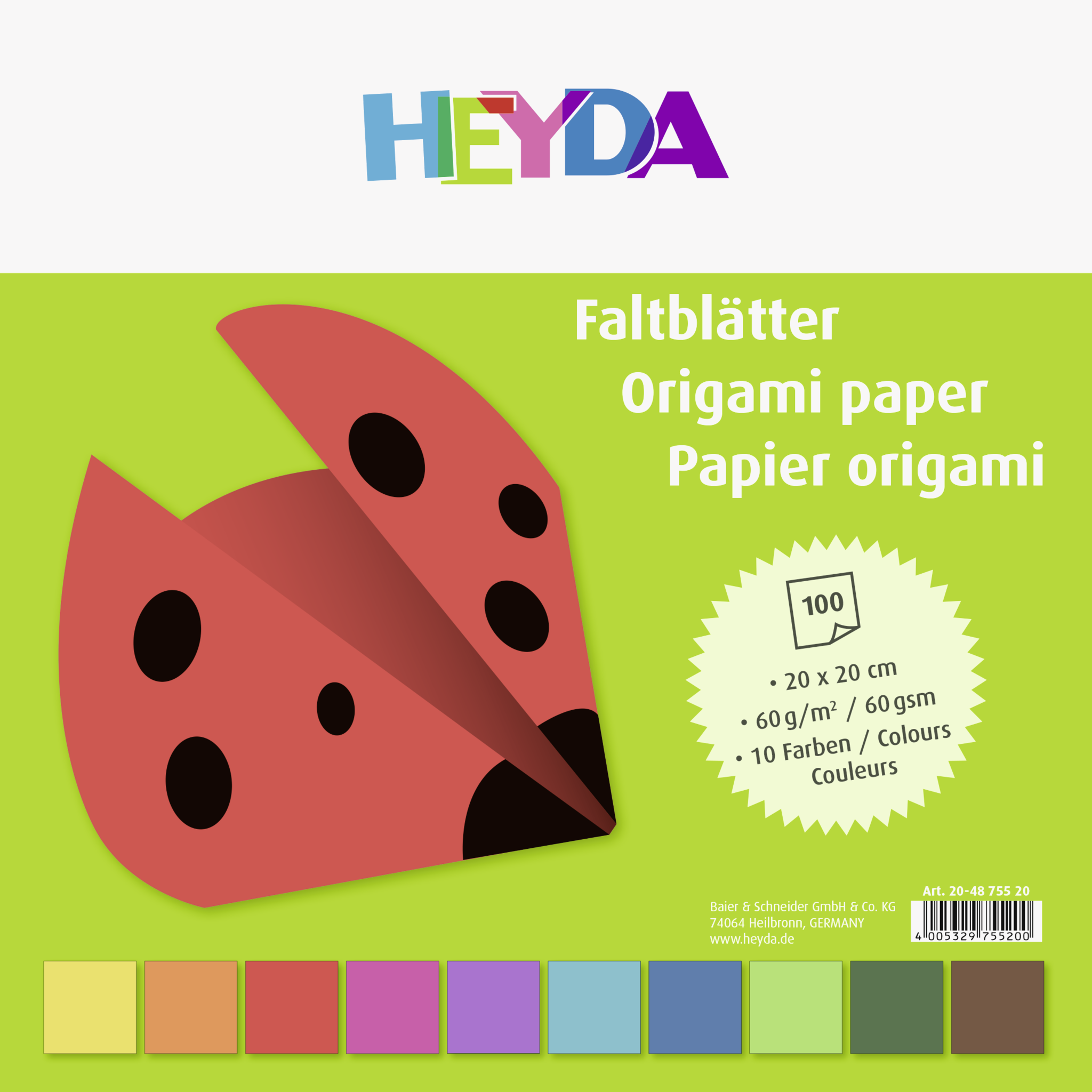 Origami papír 100ks mix barev barev - 20x20ks