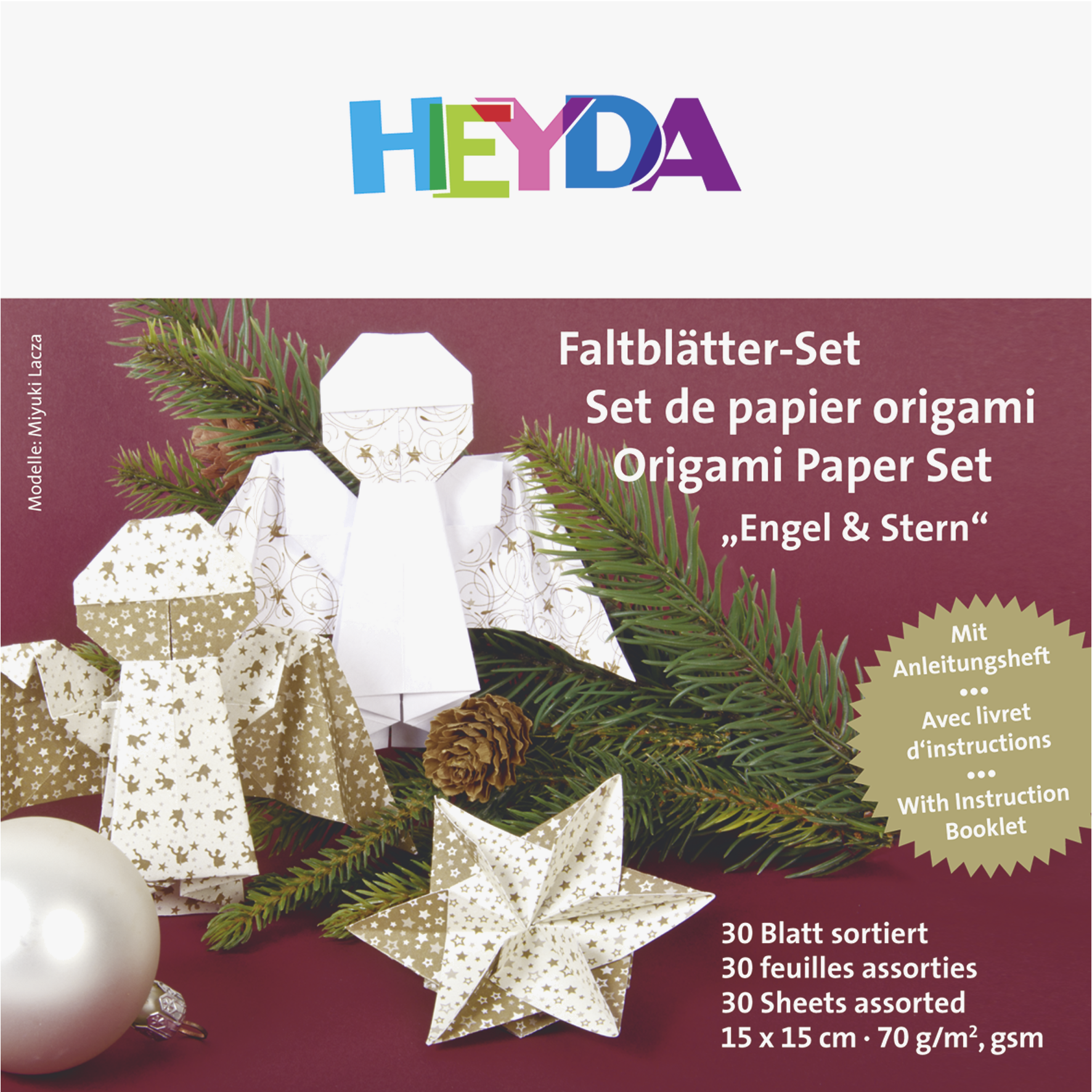 Origami papír 30ks anděl/hvězda zlatý - 15x15cm