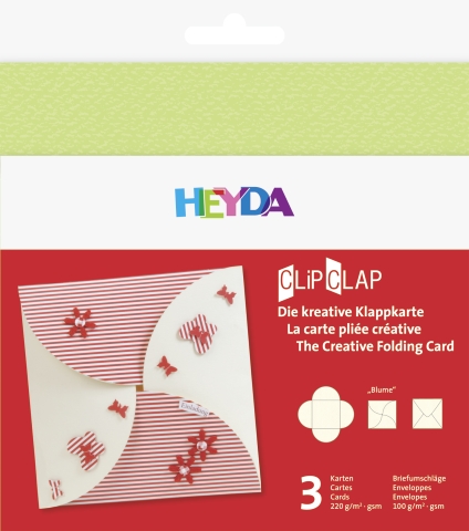 3 ks CLIP přání Květina - zelená