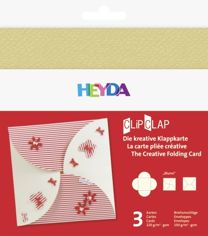 3 ks CLIP přání Květina - zlatá